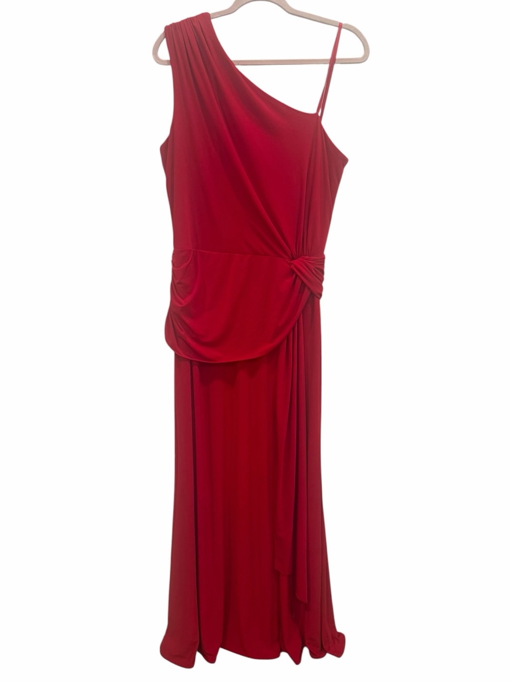 Xscape Twist Front One Shoulder Gown Red Size 14 NWT Formal Evening Dress - Picture 9 of 11